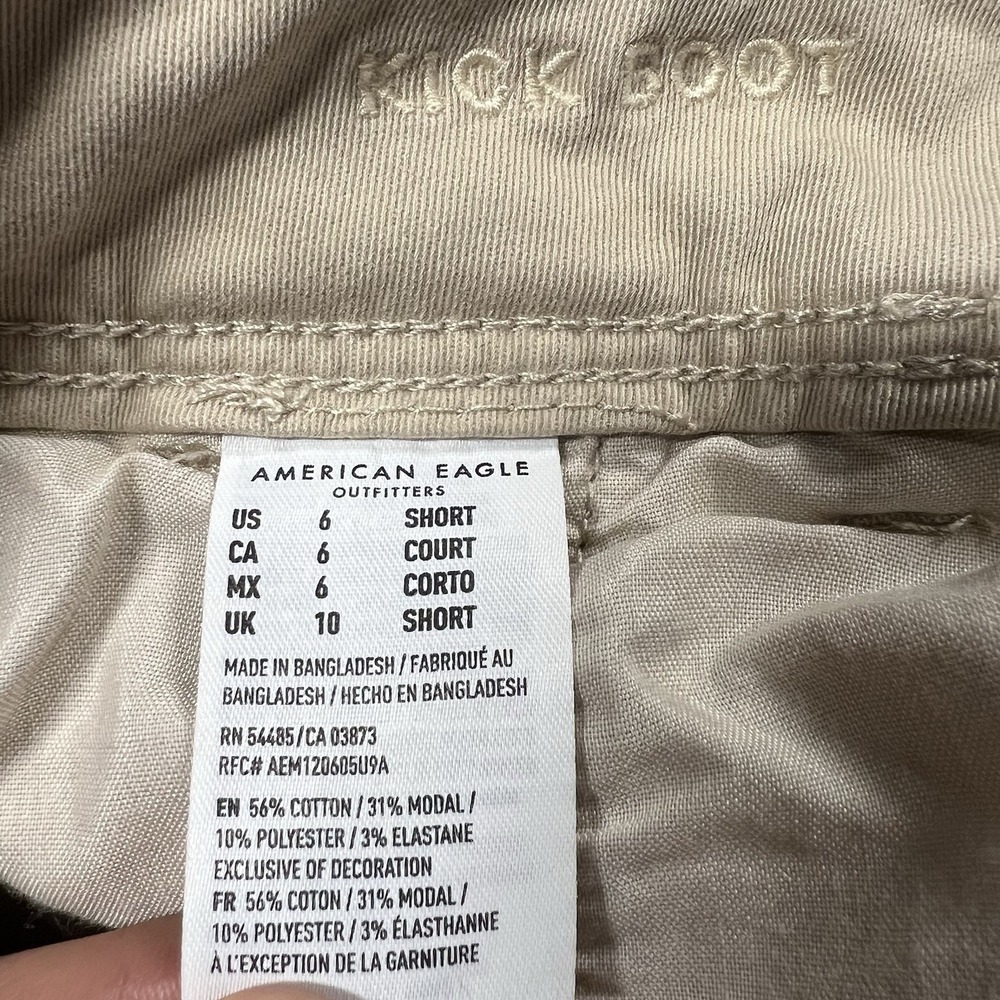 American Eagle Pants Womens 6 Short Tan Kick Boot Bootcut Low Rise Stretch - Picture 4 of 10